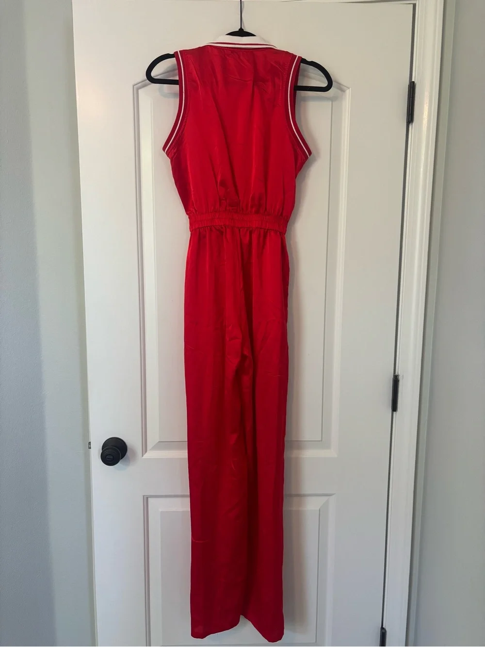 Nasty Gal Red Sleeveless Jumpsuit with White Collar - Picture 12 of 16